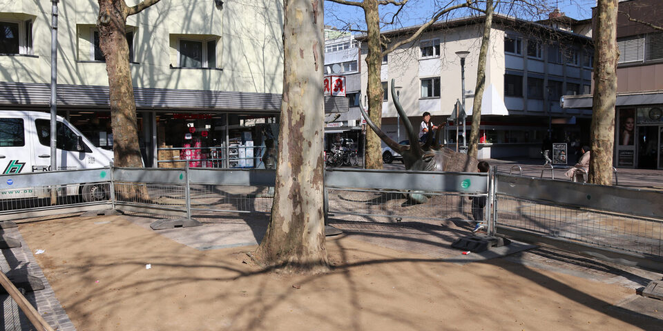 Eine größere wassergebundene Decke verbindet nun die Bäume im westlichen Teil.