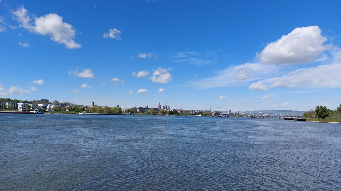 Blick von der Main-Spitze auf Mainz