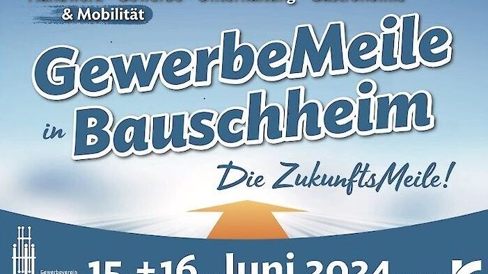 Werbeflyer zur GewerbeMeile in Bauschheim am 15. und 16. Juni 2024