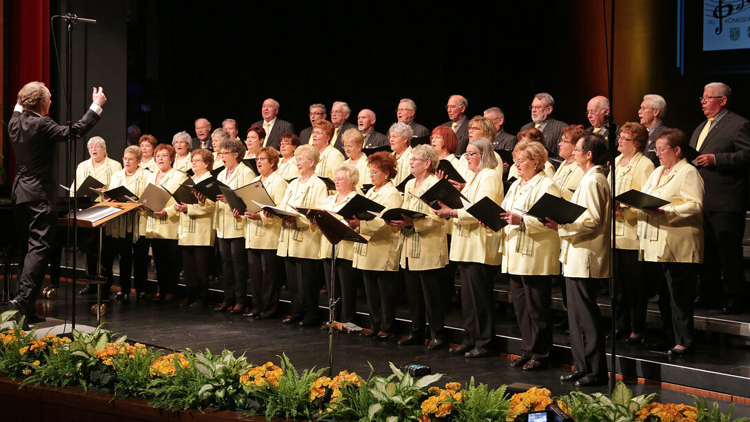 Ein Chor auf der Bühne im Theater bei der Nacht der Rüsselsheimer Chöre