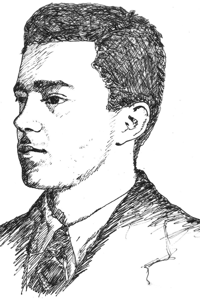 Porträtzeichnung von William Dumont