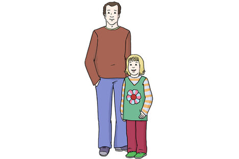 Grafik: Mann und kleines Mädchen stehen zusammen