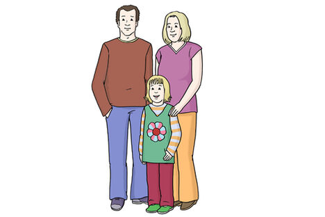 Grafik: Vater, Mutter und Mädchen stehen zusammen