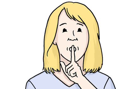 Grafik: Frau hält sich Finger vor den Mund