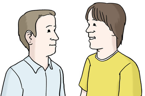 Grafik: Ein Mann redet mit einem Jugendlichen