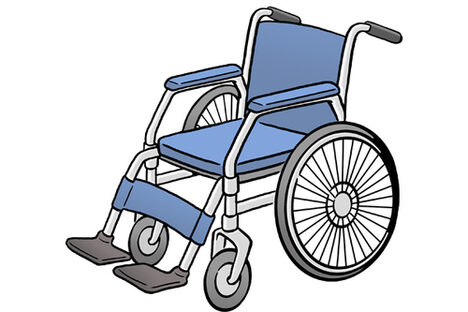 Grafik: blauer leerer Rollstuhl