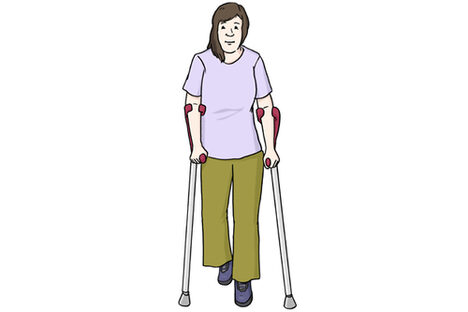 Grafik: Frau mit Krücken