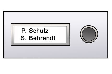 Grafik: Klingelknopf mit Namensschild P. Schulz und S. Behrendt