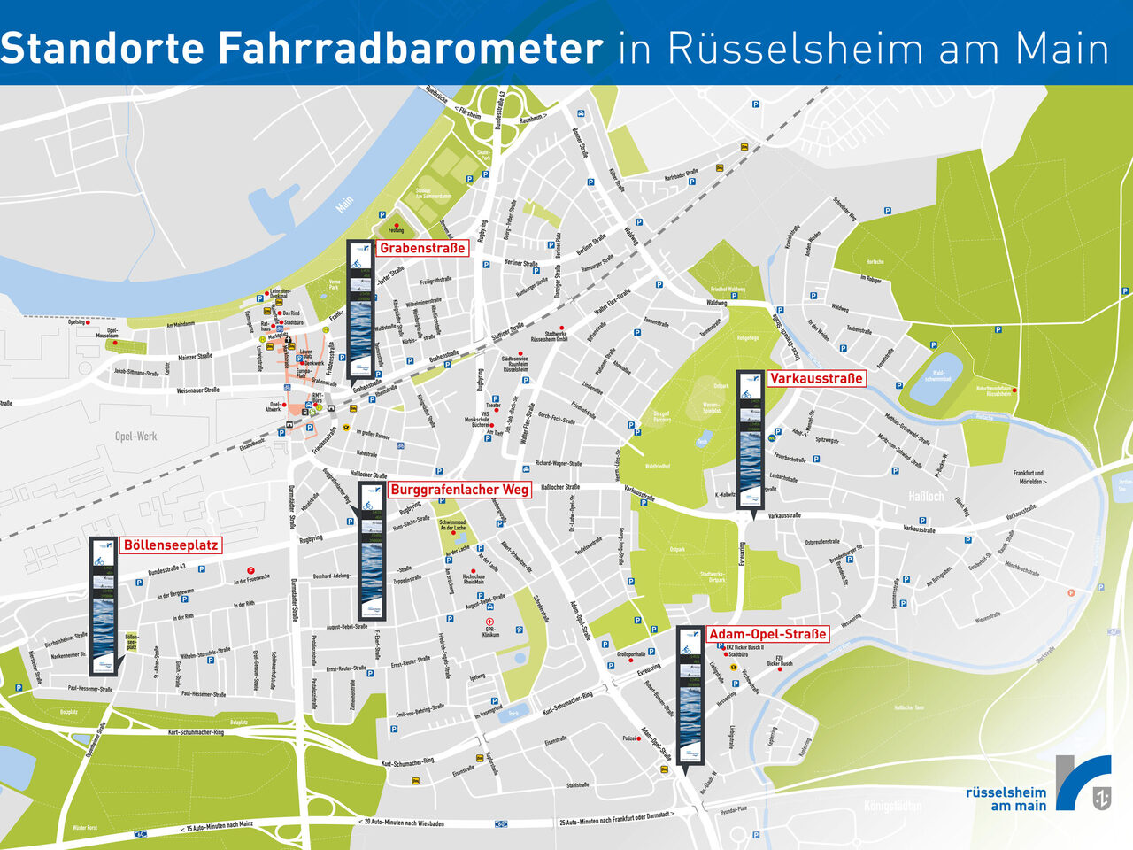 Karte Standorte der Fahrradbarometer